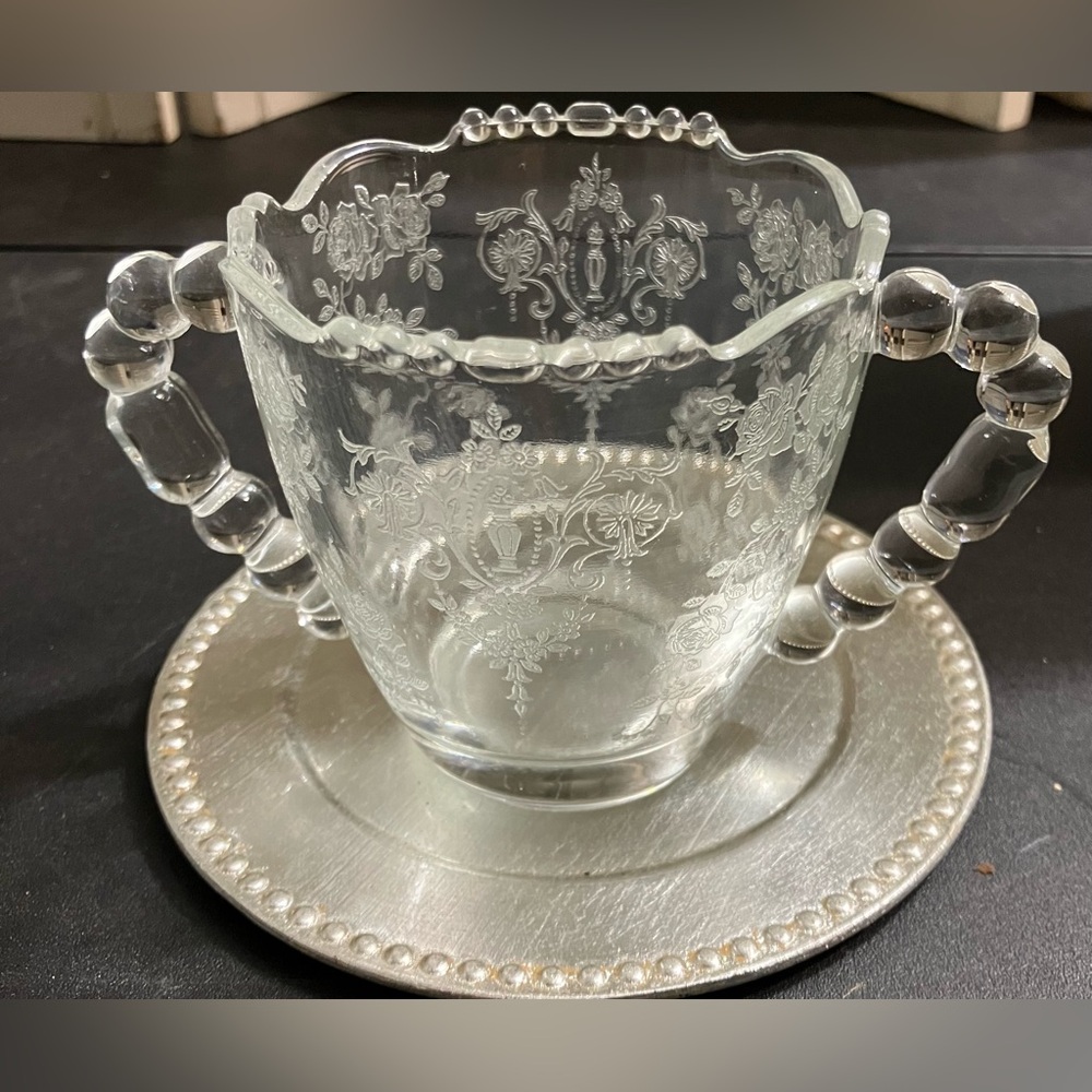 Vintage TIFFIN-FRANCISCAN June Night Etched Open Sugar Bowl